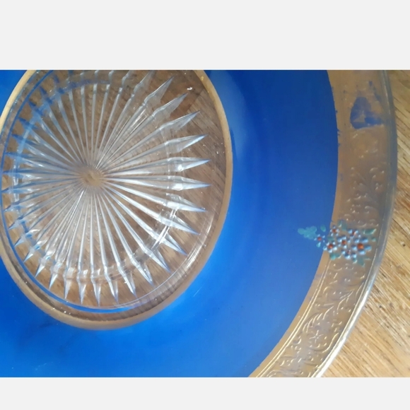 Plate, Vintage decoratif bleu ruby plate Plates 10" - Picture 4 of 5